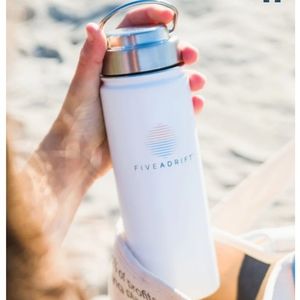 Five Adrift Insulated Stainless Steel Water Bottle. 22oz Wide Mouth Hot/Cold New